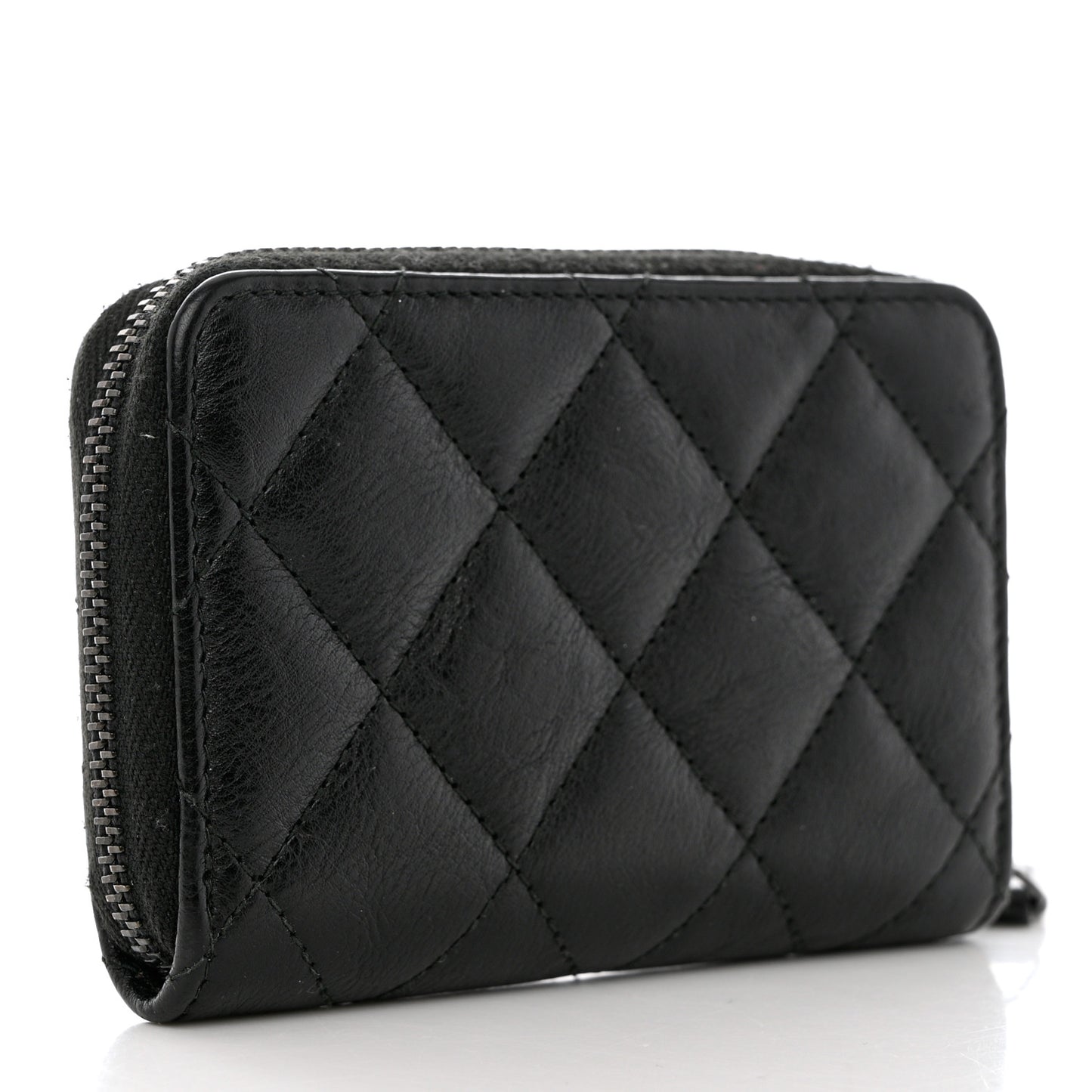 Calfskin Quilted Zip Coin Purse So Black