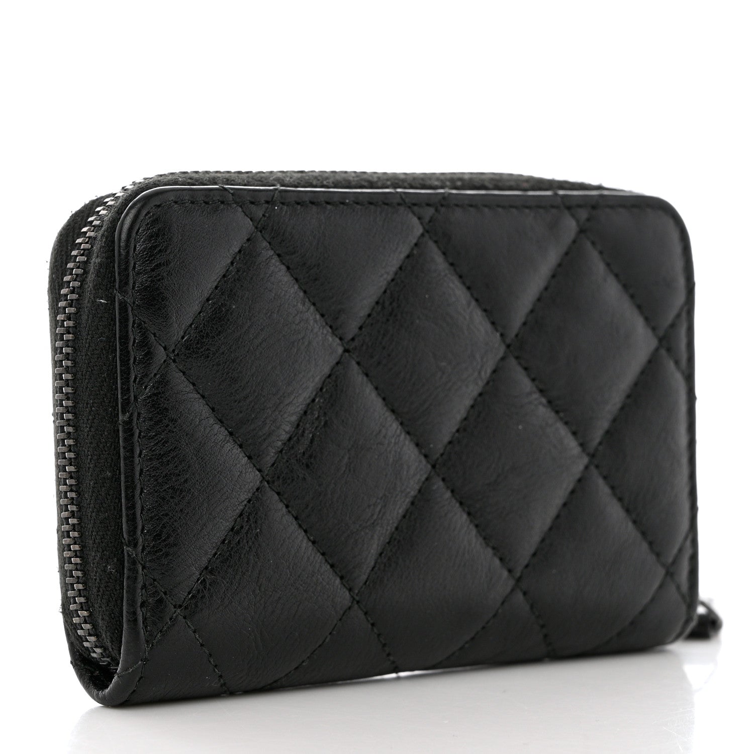 Chanel Calfskin Quilted Zip Coin Purse So Black 3 of 7