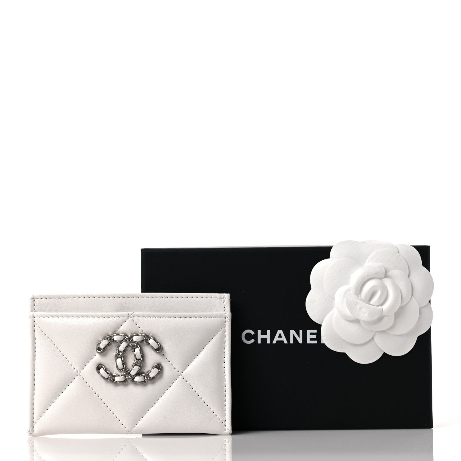 Chanel Lambskin Quilted Chanel 19 Card Holder White 11 of 11