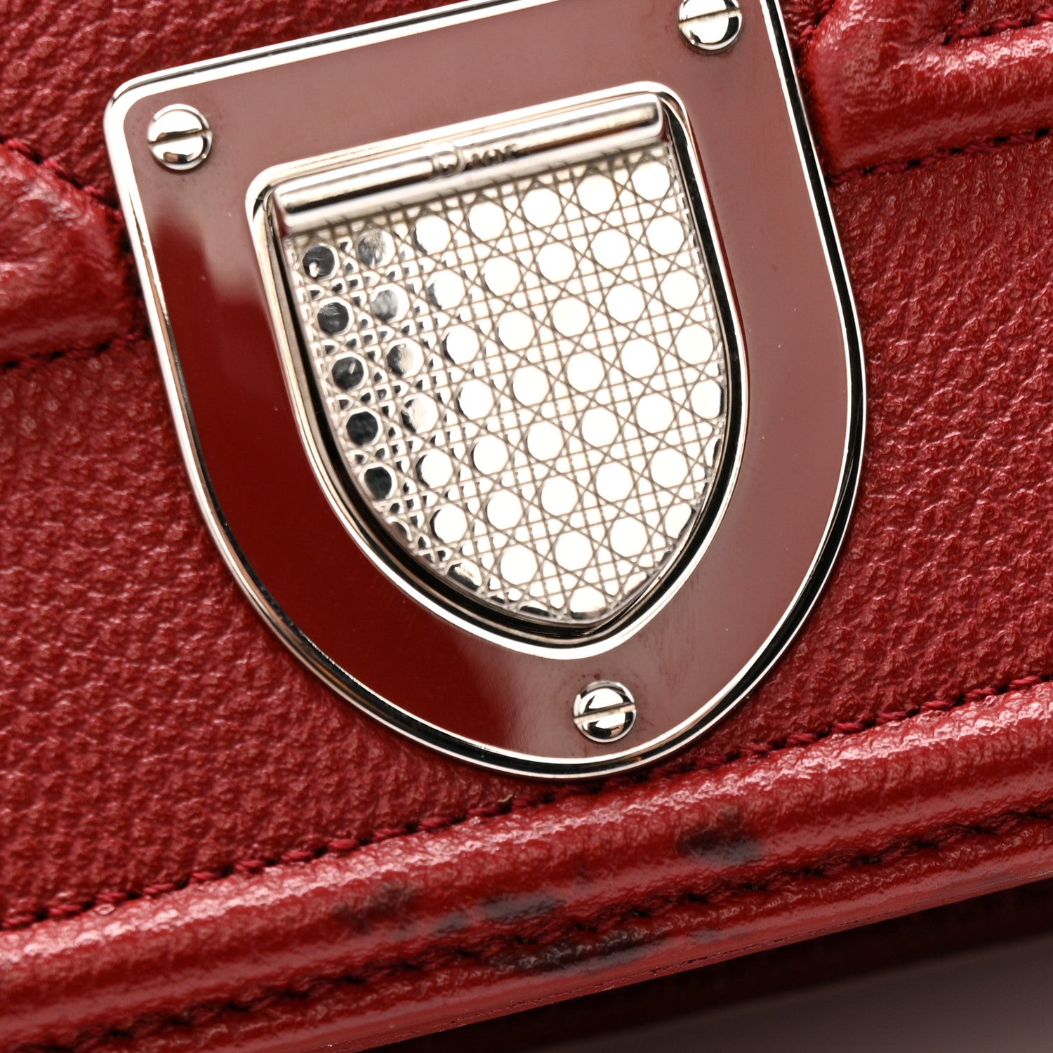 Christian Dior Grained Calfskin Medium Diorama Flap Bag Red 13 of 14