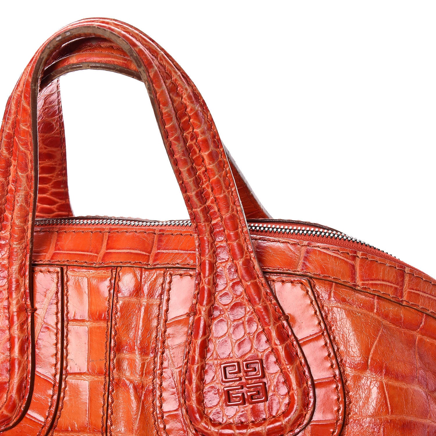 Givenchy Calfskin Crocodile Embossed Medium Nightingale Orange 18 of 22