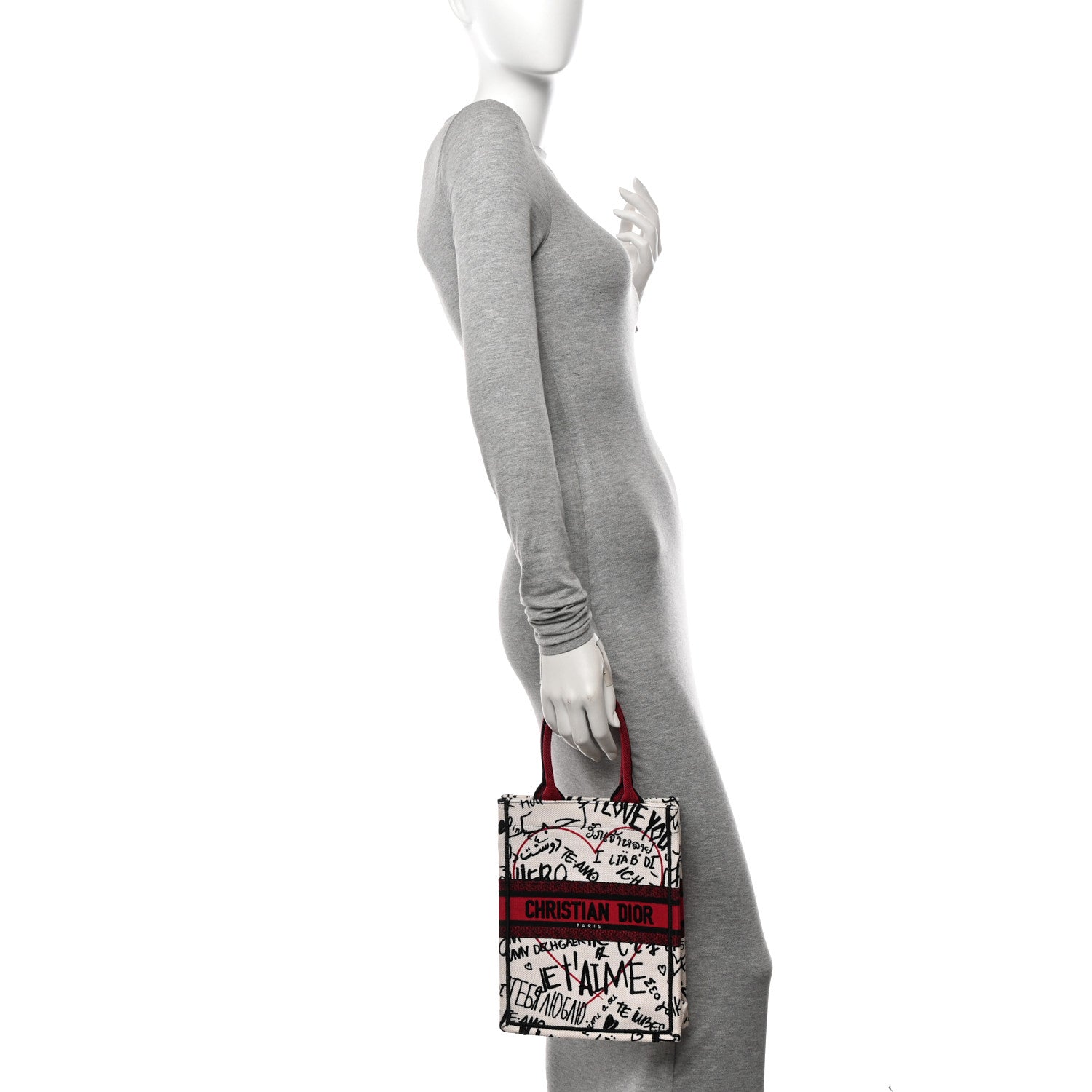 Christian Dior Canvas Embroidered Vertical Dioramour Graffiti Book Tote Latte Multicolor 2 of 11