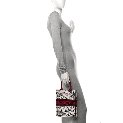 Christian Dior Canvas Embroidered Vertical Dioramour Graffiti Book Tote Latte Multicolor 2 of 11