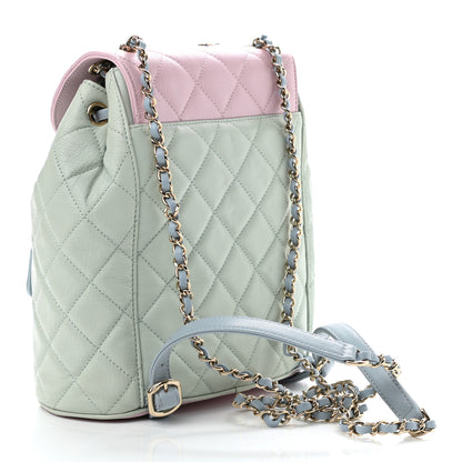 Chanel Goatskin Quilted Duma Drawstring Backpack Green Blue Pink 3 of 13