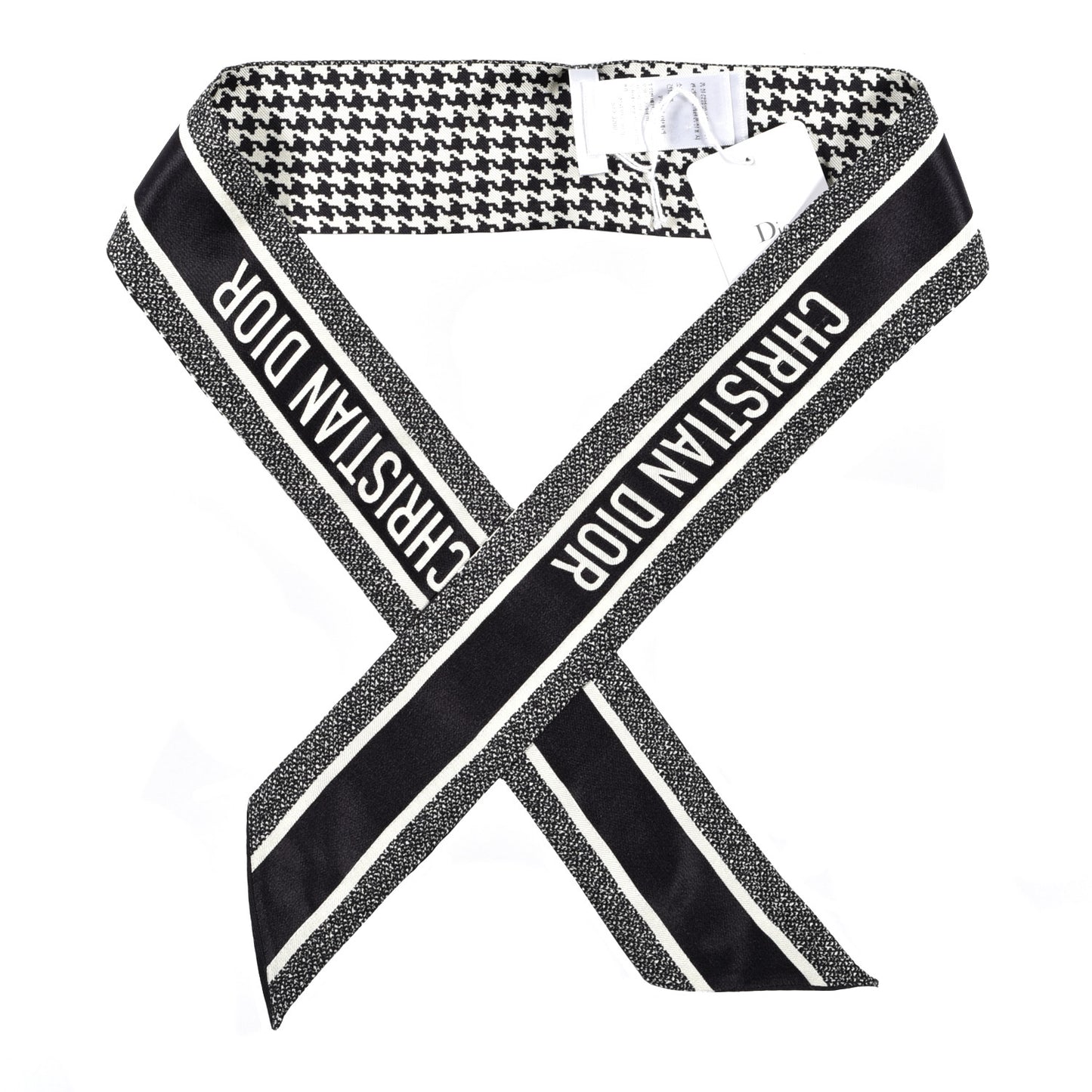 Silk Mitzah Scarf Black White