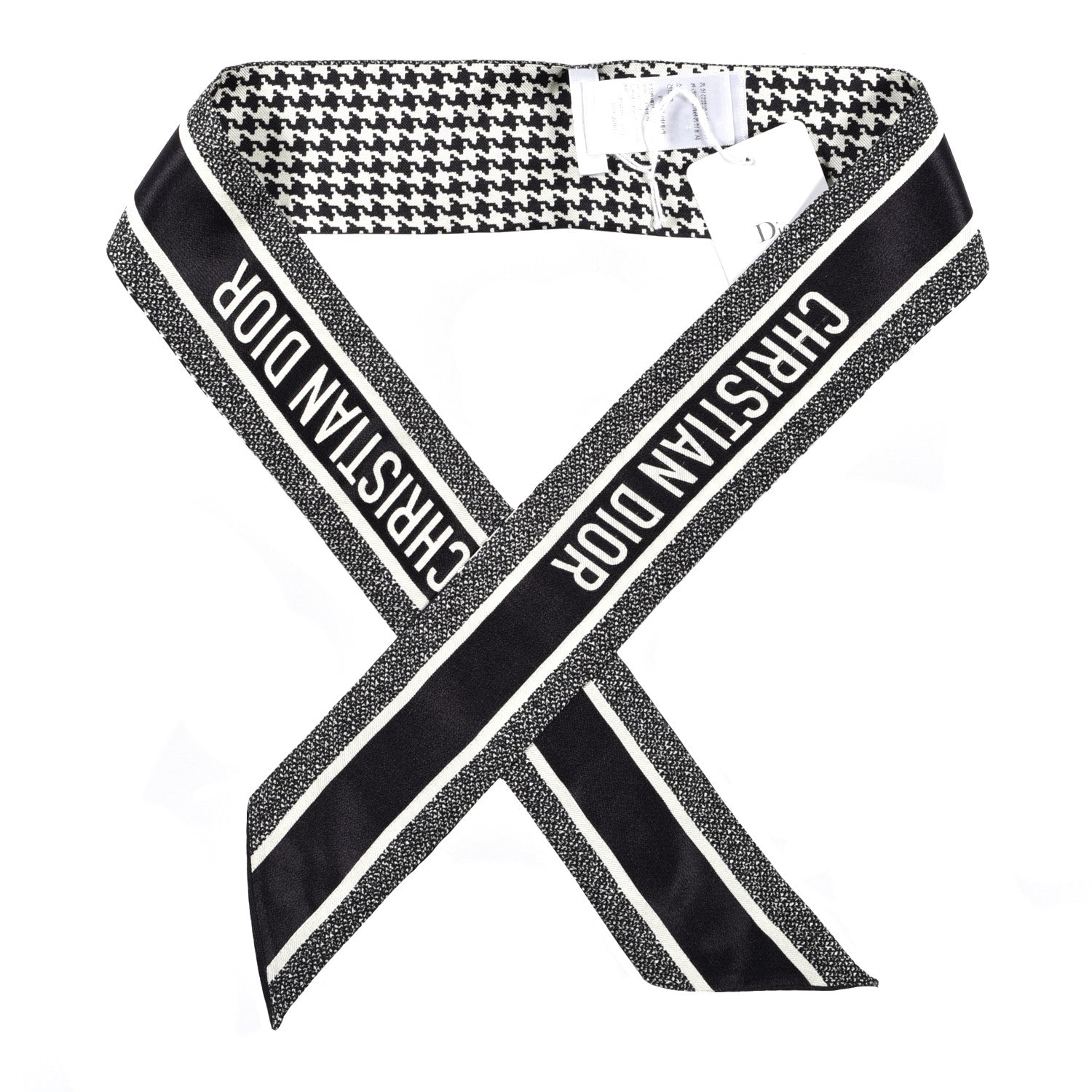 Christian Dior Silk Mitzah Scarf Black White 1 of 4