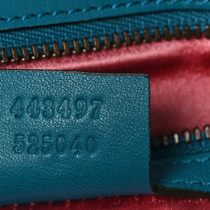 Gucci Velvet Matelasse Embroidered Small GG Marmont Shoulder Bag Pavone Cyan 7 of 10