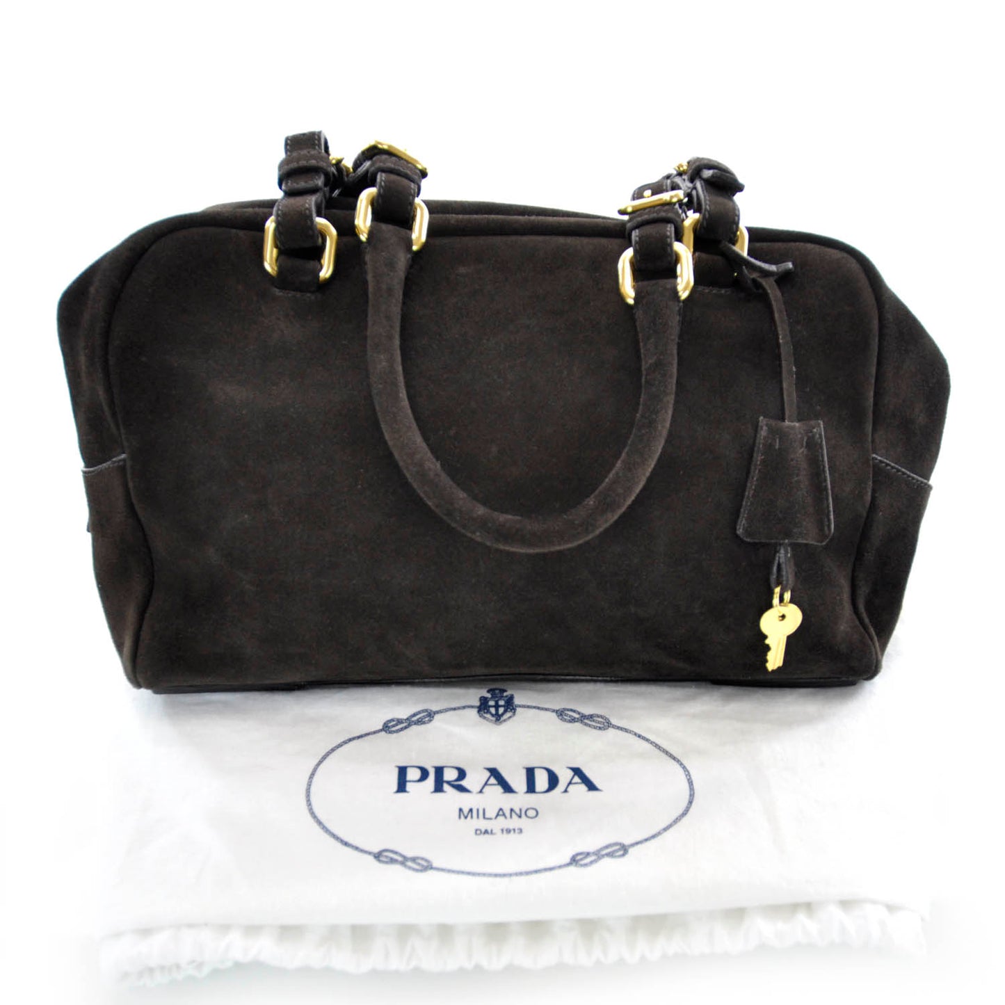 Suede Scamosciato Logo Bag