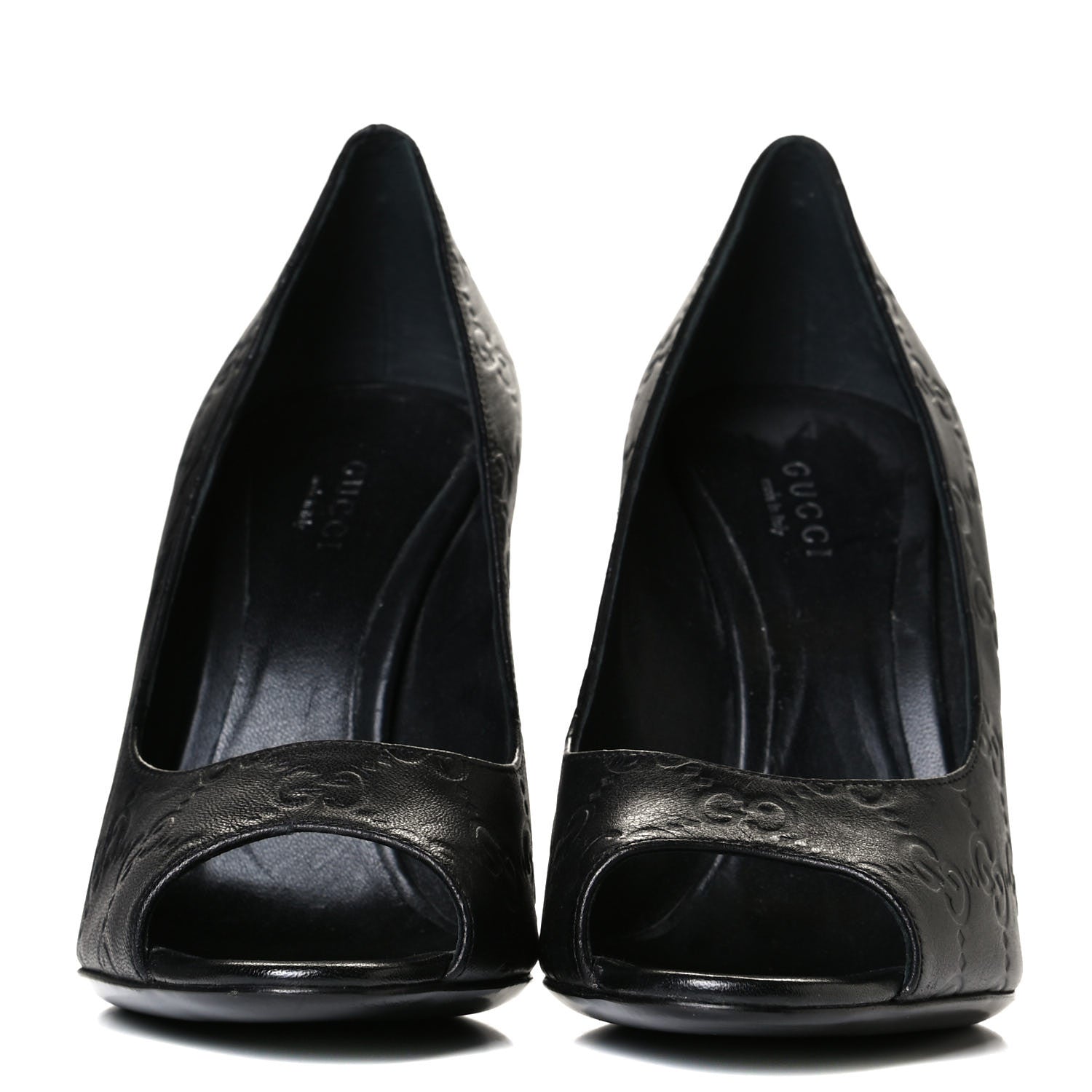 Gucci Guccissima GG Peep Toe Heels 36 Black 2 of 7