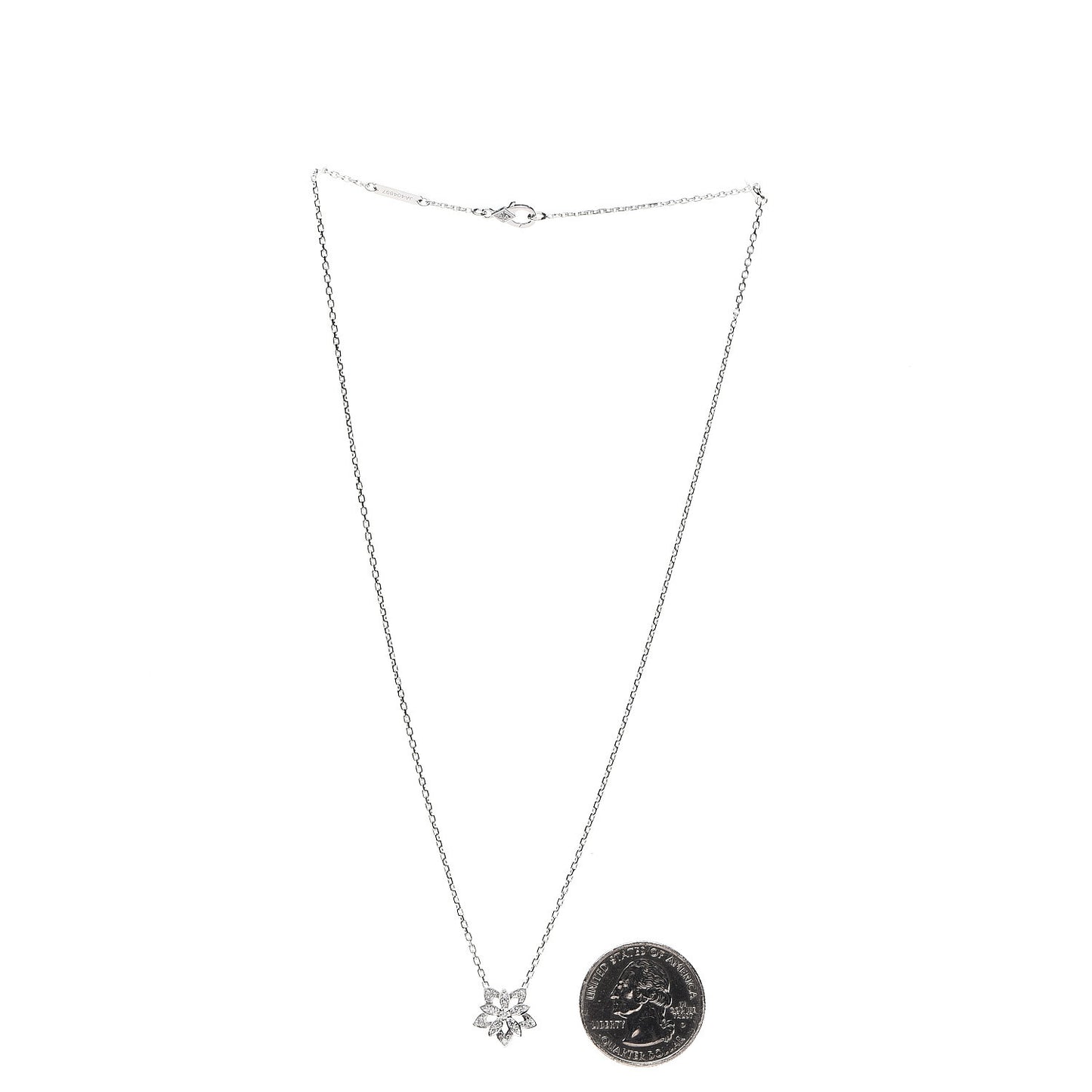 18K White Gold Diamond Mini Lotus Pendant Necklace