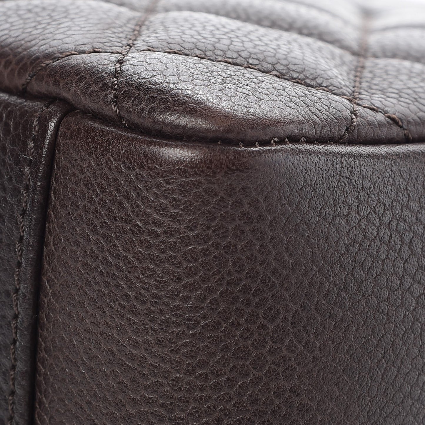 Caviar Quilted Grand Shopping Tote GST Dark Brown