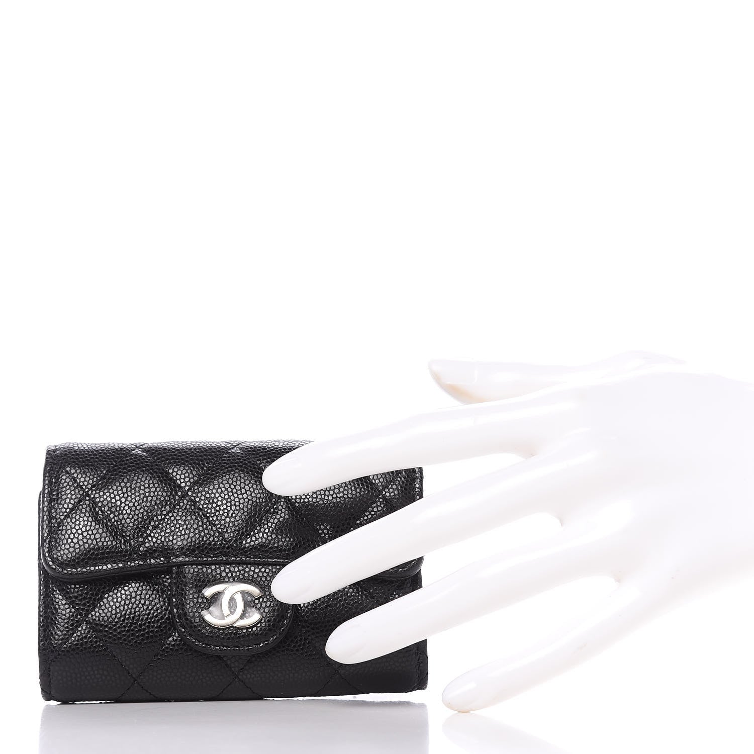 Chanel Caviar Quilted Classic 4 Key Holder Wallet Black 2 of 12