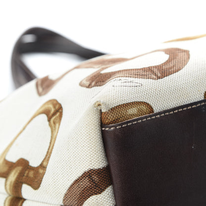 Gucci Canvas Bamboo Horsebit Print Tote White 9 of 17