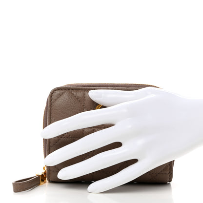 Christian Dior Grained Calfskin Supple Cannage Caro Scarlet Zipped Wallet Rose Des Vents 2 of 8