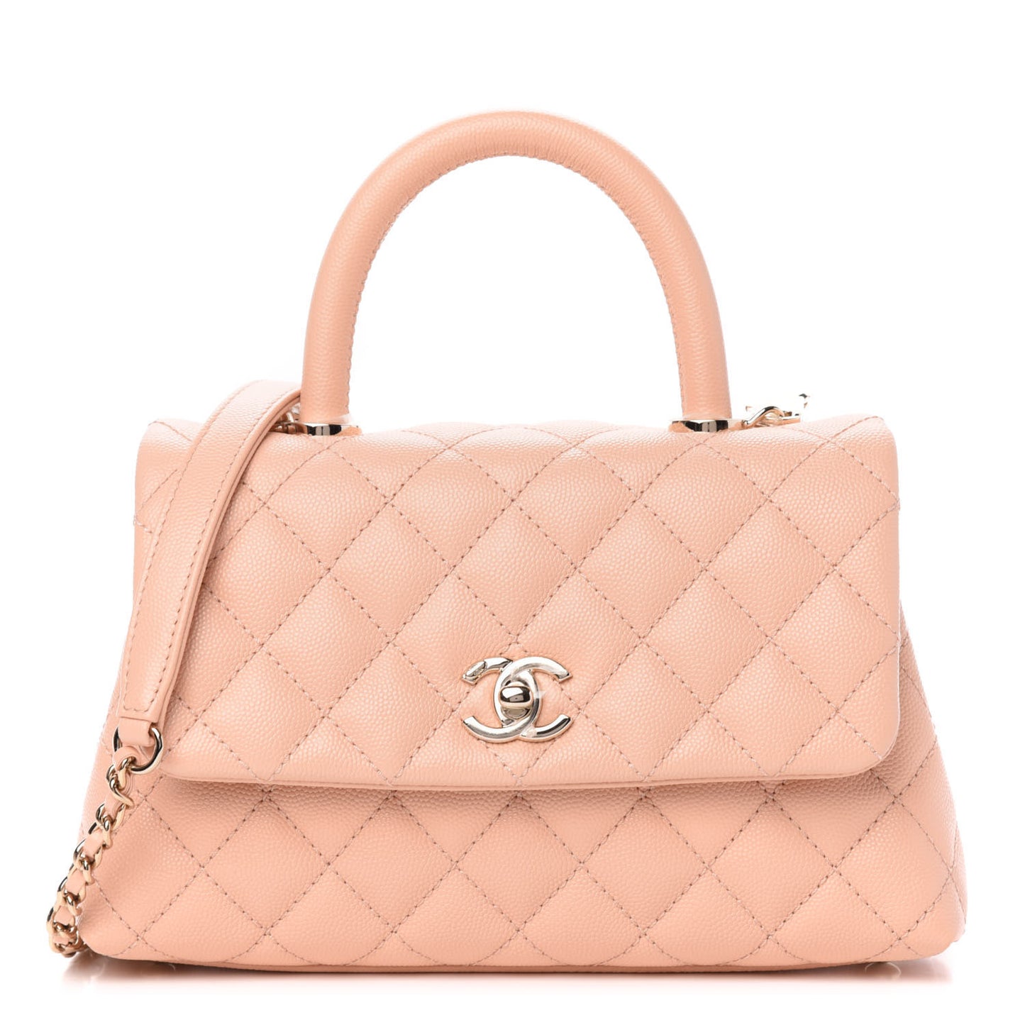 Caviar Quilted Mini Coco Handle Flap Light Pink
