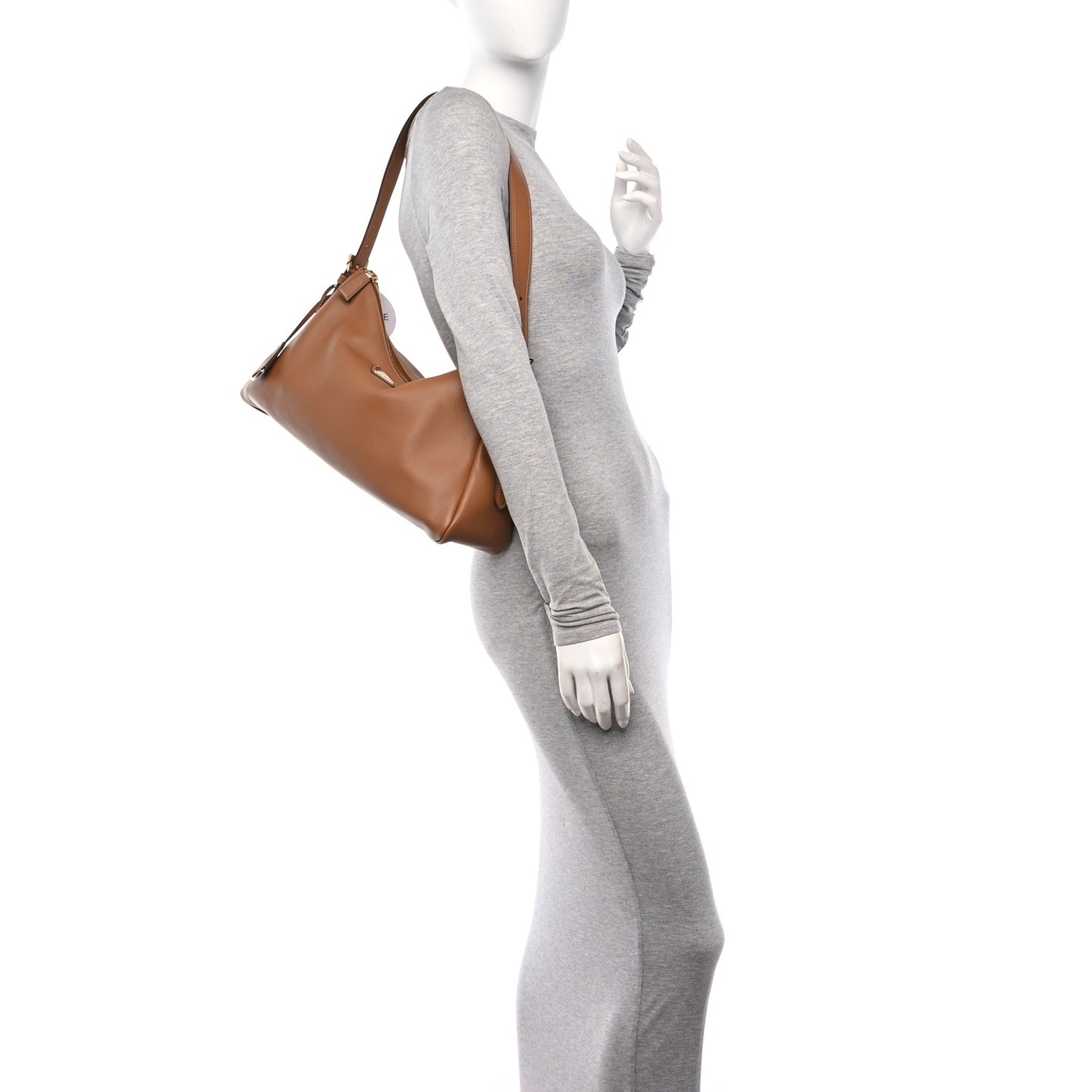 Soft Calfskin Large Aimée Shoulder Bag Caramel