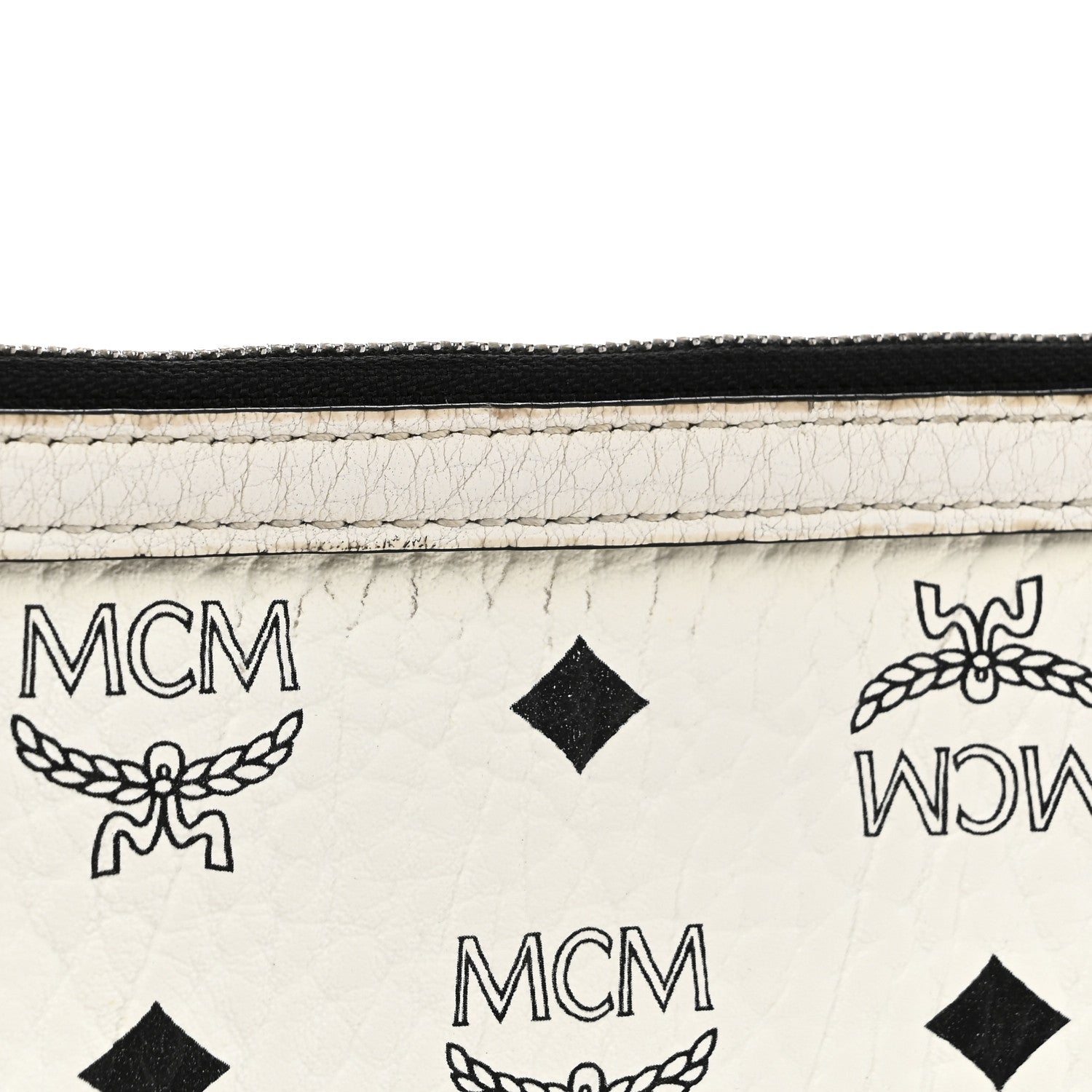 MCM Visetos Liz Shopper Tote Pouch White 10 of 10