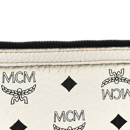 MCM Visetos Liz Shopper Tote Pouch White 10 of 10