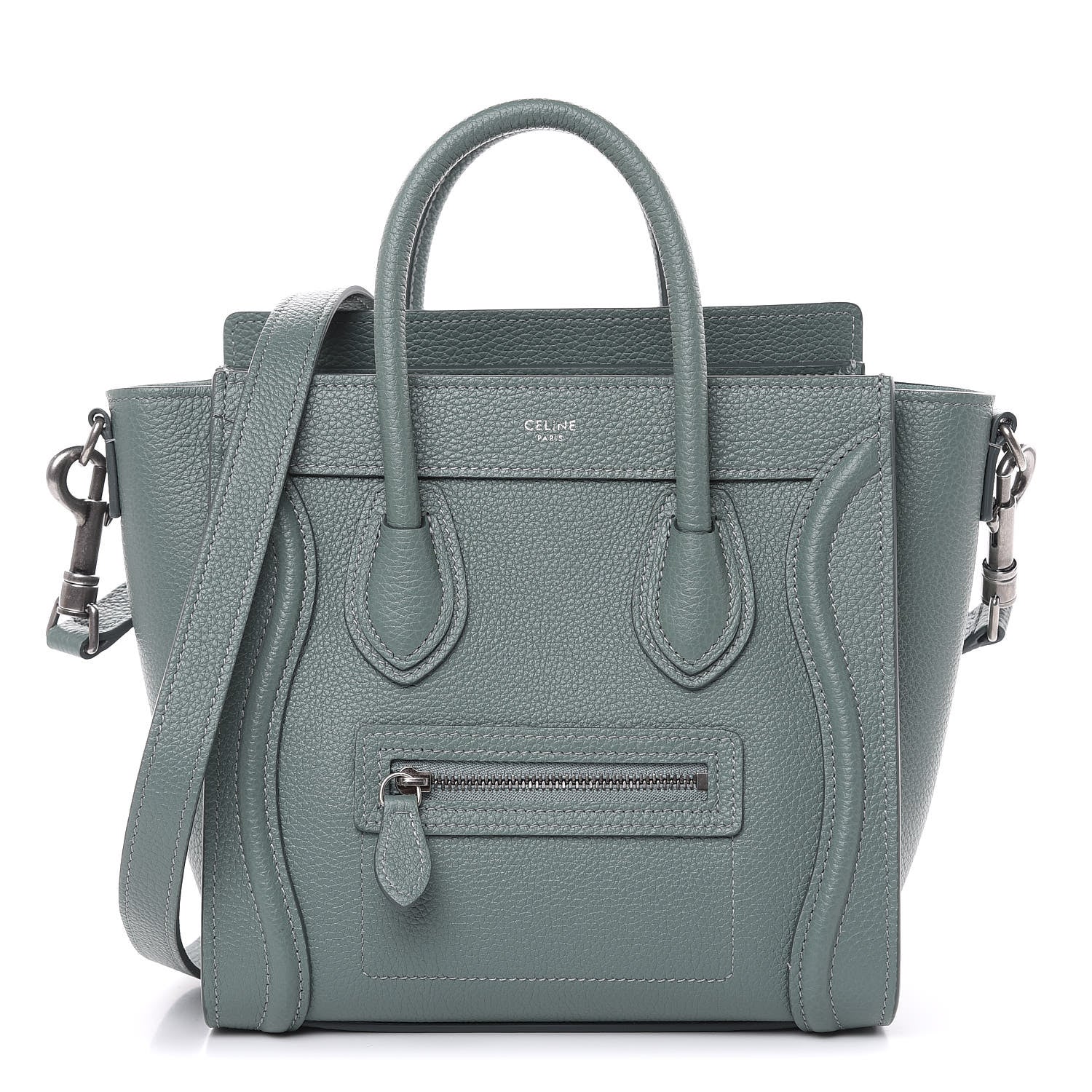 Celine Drummed Calfskin Nano Luggage Celadon 1 of 10