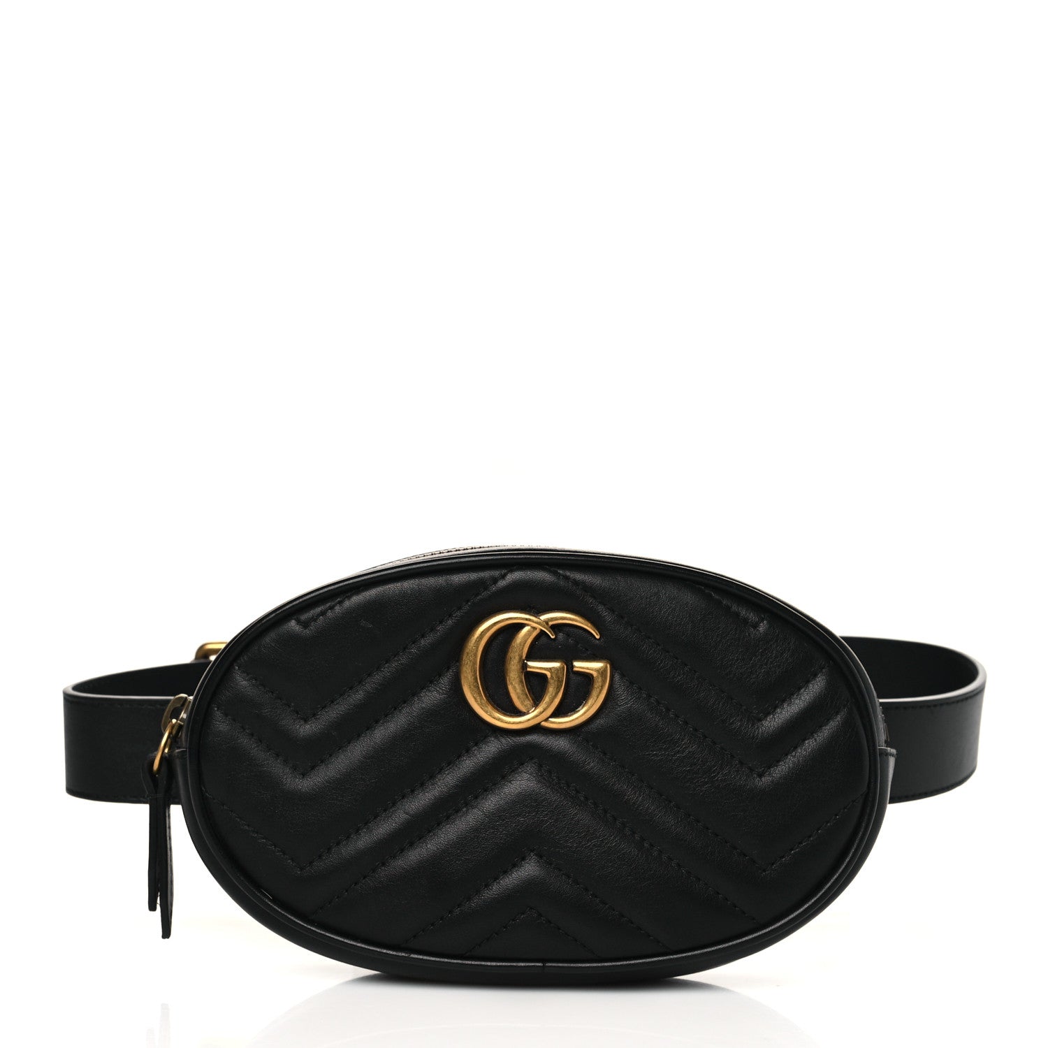 Gucci Calfskin Matelasse GG Marmont Belt 75 30 Bag Black 1 of 10