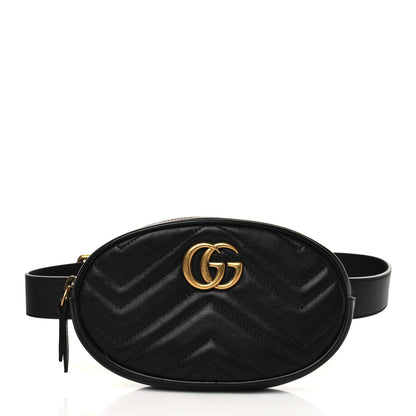 Gucci Calfskin Matelasse GG Marmont Belt 75 30 Bag Black 1 of 10
