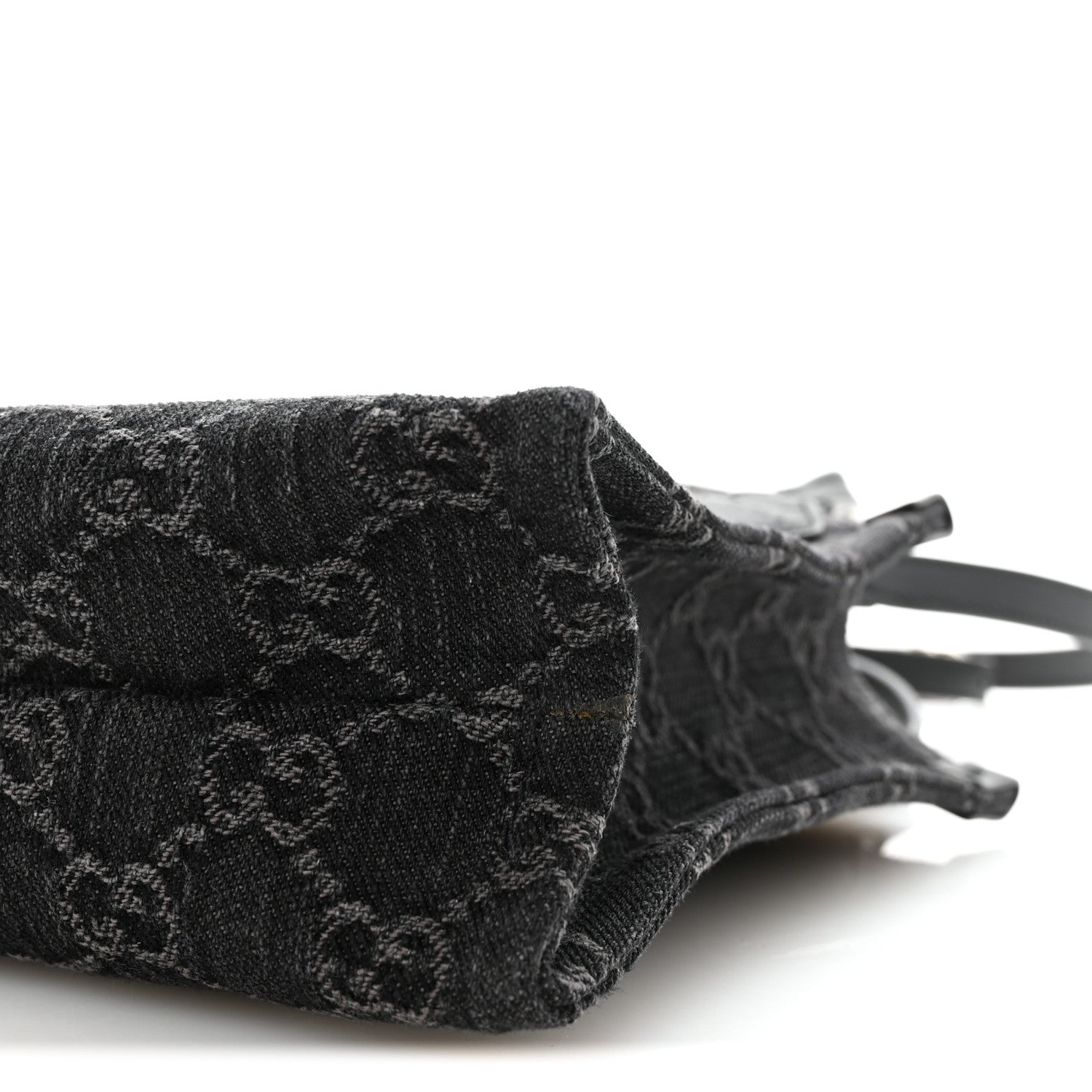 Gucci Denim Cuoio Harness GG Monogram Mini Ophidia Tote Bag  Black Medium Grey 9 of 9