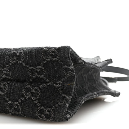 Gucci Denim Cuoio Harness GG Monogram Mini Ophidia Tote Bag  Black Medium Grey 9 of 9