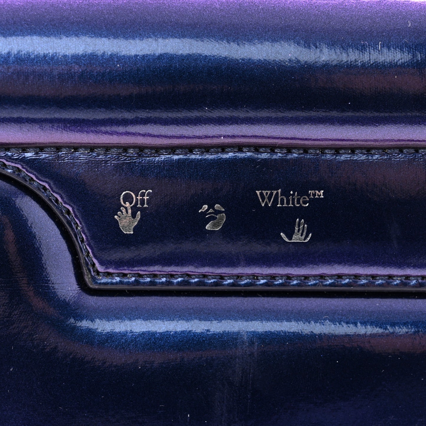 OFF WHITE Iridescent PU Burrow 22 Shoulder Bag Latex Blue