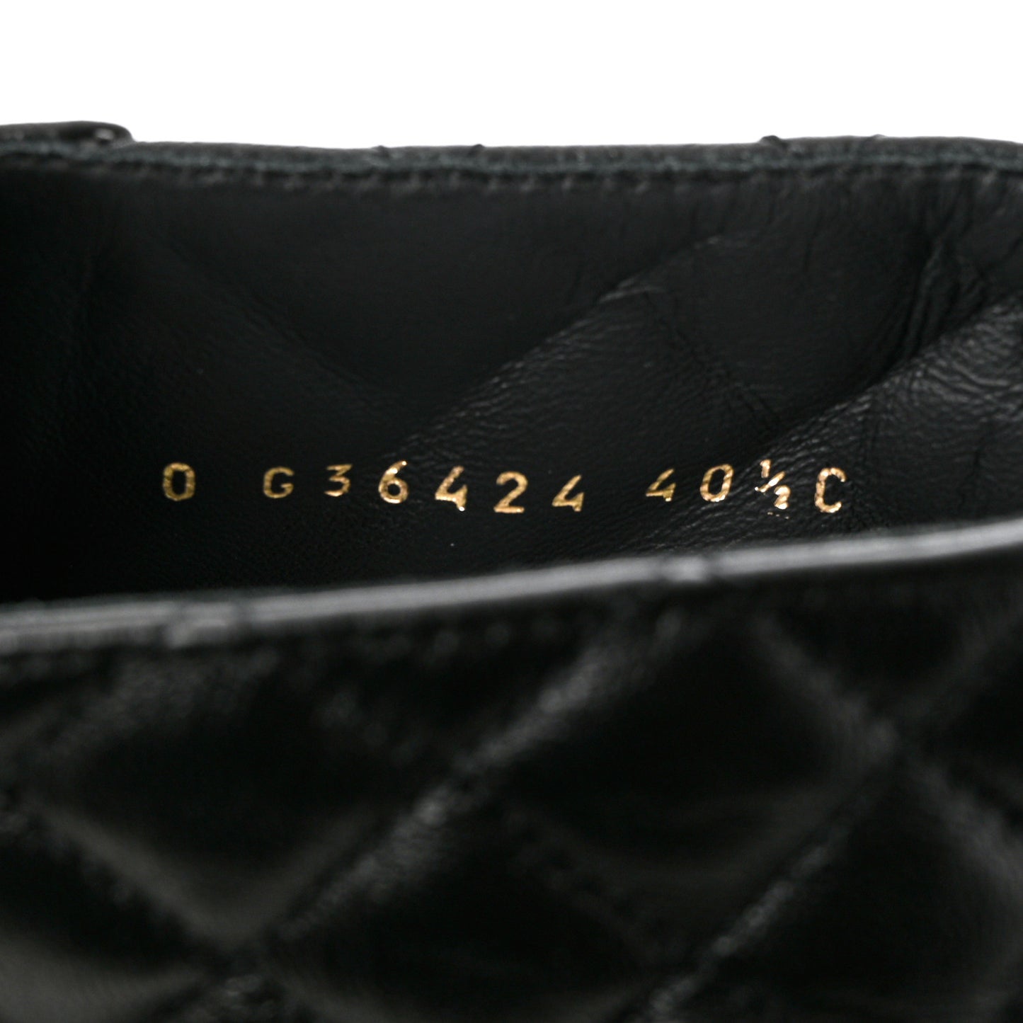Shiny Calfskin Quilted Lace Up Combat Boots 40.5 Black