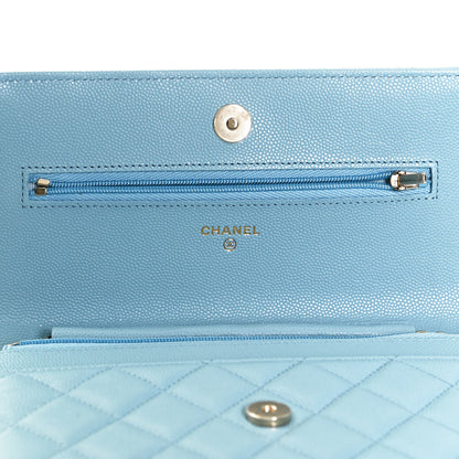 Chanel Caviar Quilted Wallet On Chain WOC Blue 5 of 12