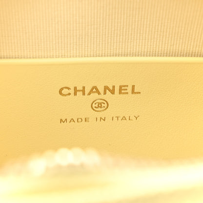 Chanel Caviar Quilted Barrel Clutch With Chain Light Yellow 6 of 11