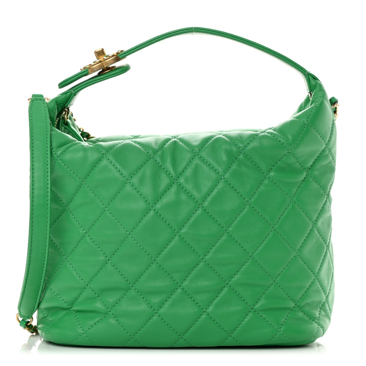 Chanel Lambskin Quilted Large Perfect Meeting Hobo Green 1 of 13