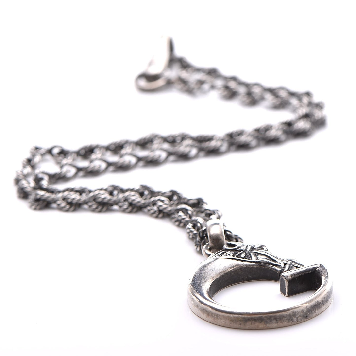 Sterling Silver G Horse Rope Pendant Necklace