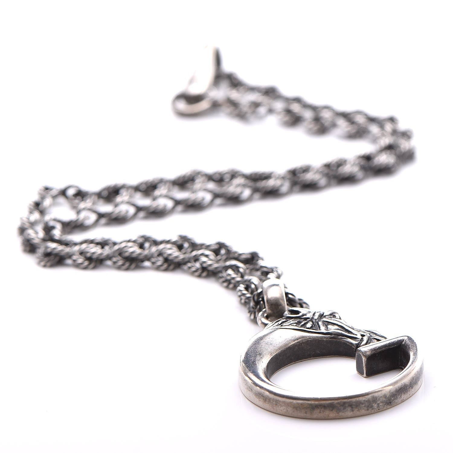 Gucci Sterling Silver G Horse Rope Pendant Necklace 5 of 6