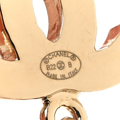 Chanel Crystal Heart CC Drop Earrings Pink Gold 4 of 5