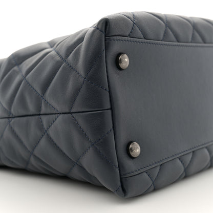 Chanel Calfskin Tweed Quilted Small Tote Navy Multicolor 9 of 13