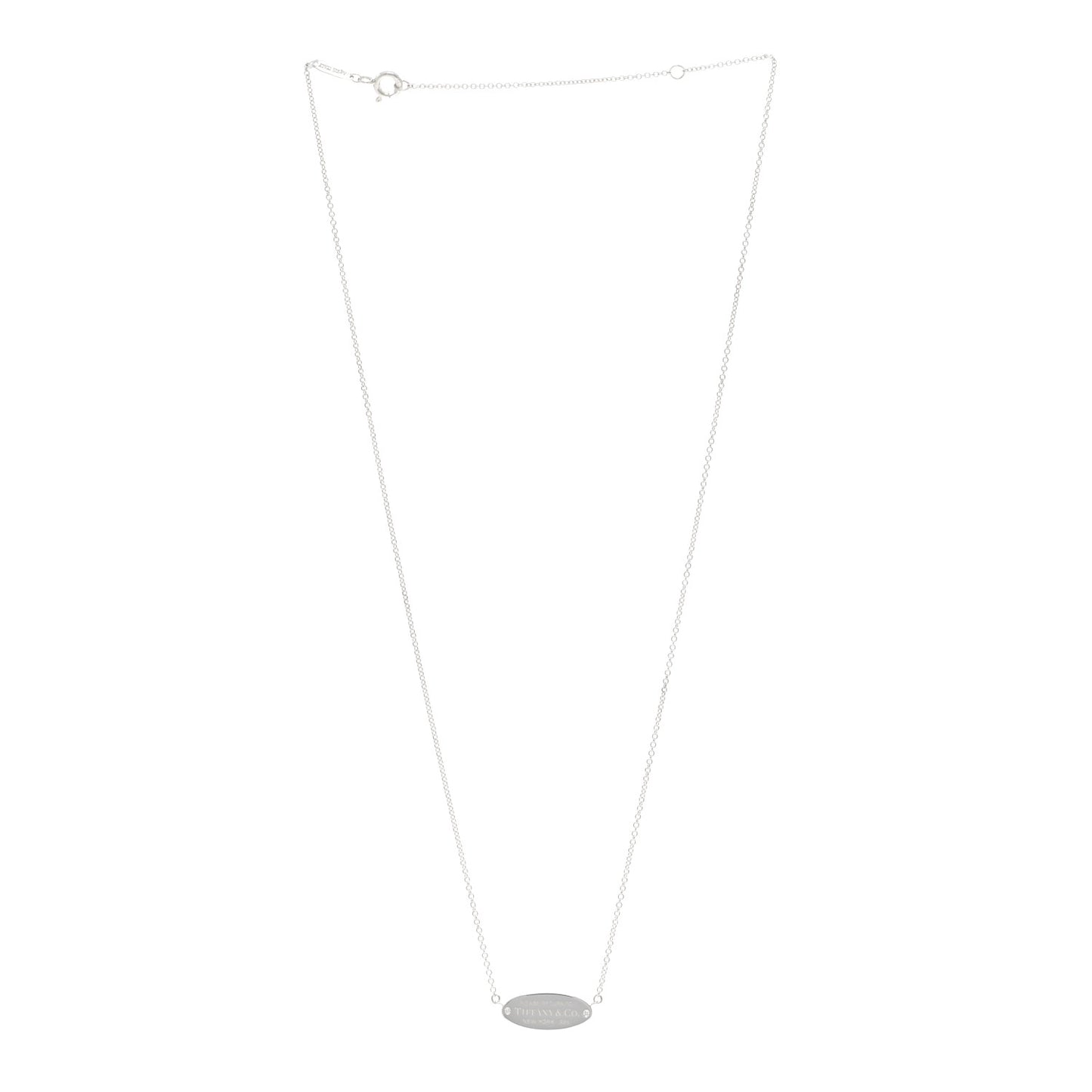 Sterling Silver Diamond Return to Tiffany ID Oval Pendant Necklace