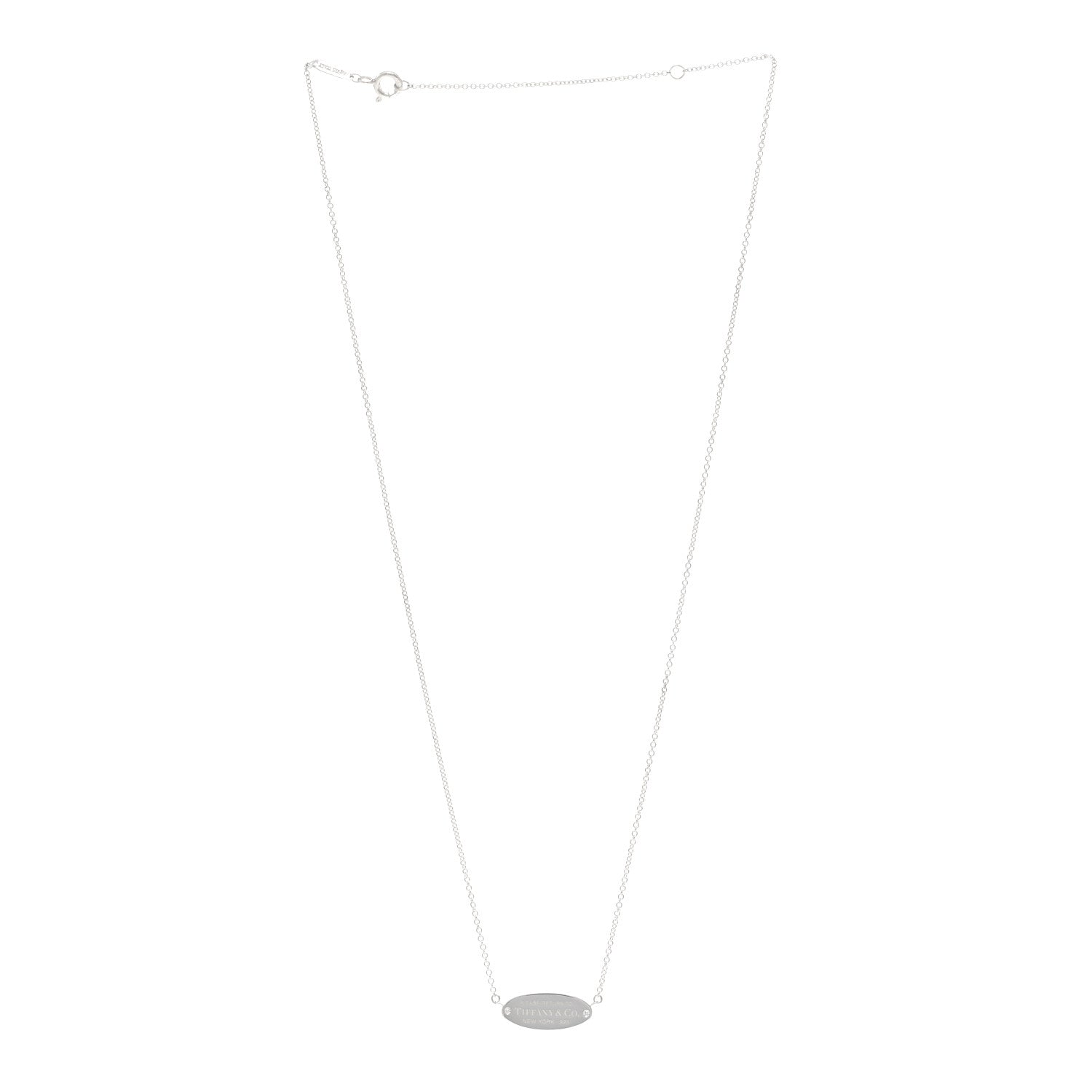 Tiffany Sterling Silver Diamond Return to Tiffany ID Oval Pendant Necklace 3 of 4