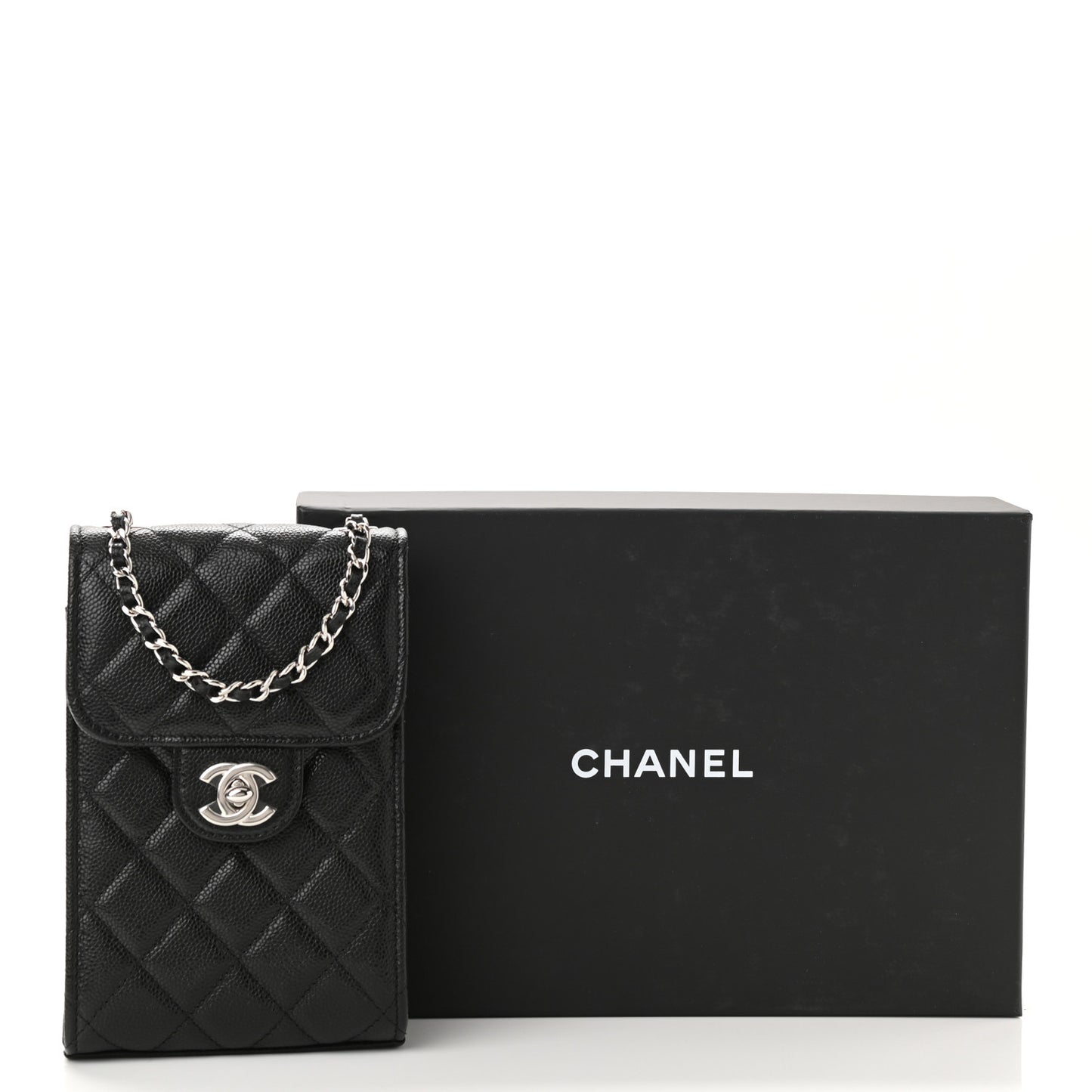 Caviar Quilted Classic Phone Holder Black