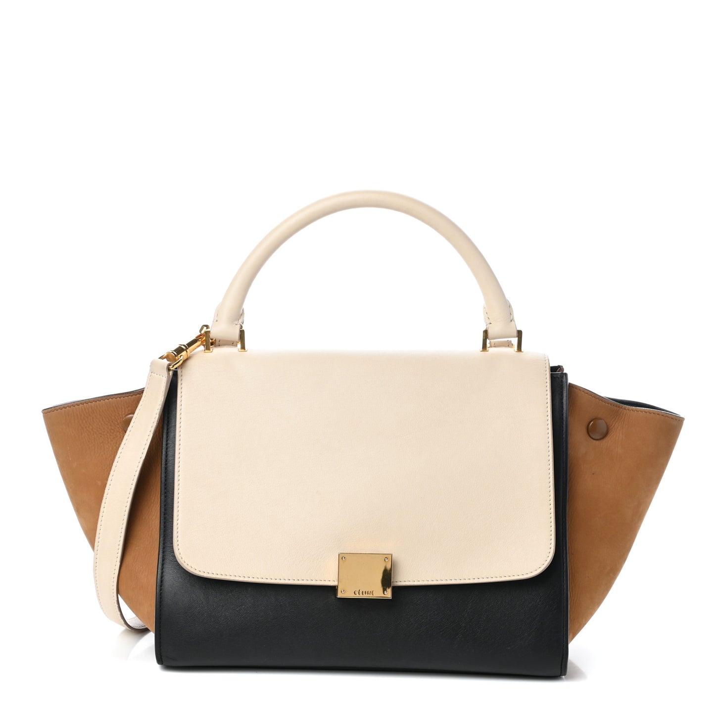 Smooth Calfskin Suede Small Tri-Color Trapeze White
