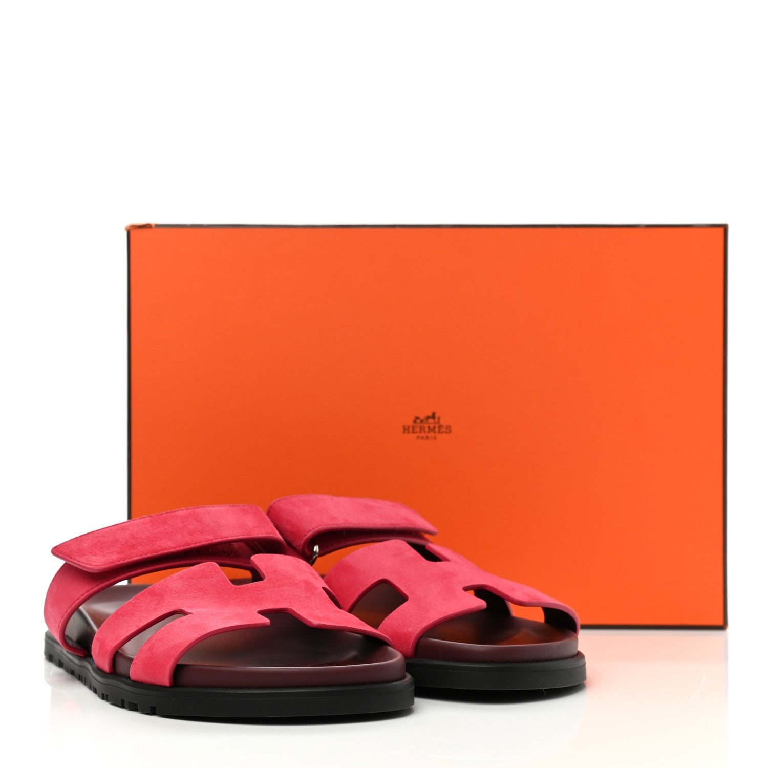 Hermes Suede Goatskin Womens Chypre Sandals 37 Rose Framboise 9 of 9