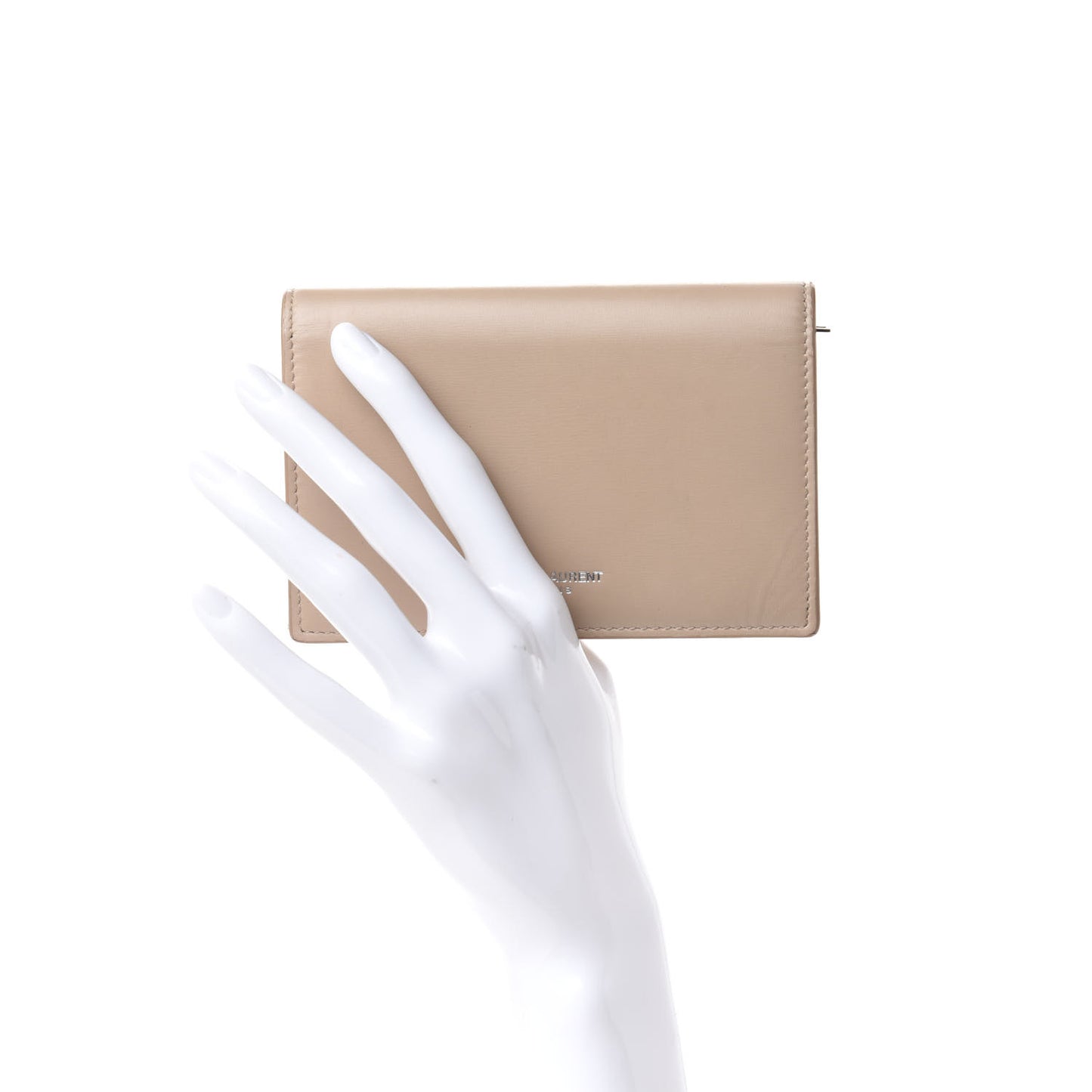 Calfskin Fragments Flap Wallet Dark Beige
