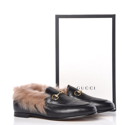 Gucci Malaga Kid Fur Womens Jordaan Loafers 38.5 Black Natural 8 of 8