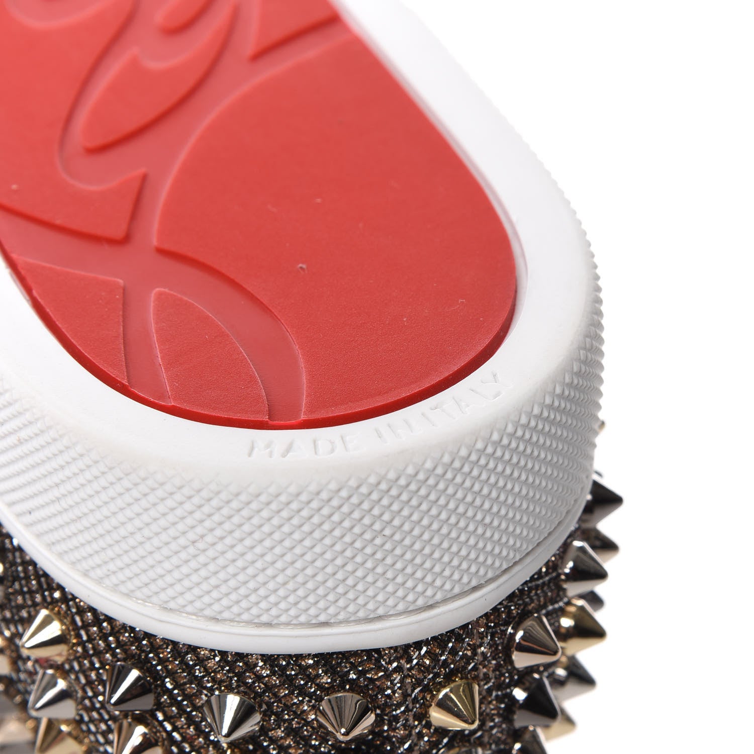 Christian Louboutin Glitter Chain Spikes Womens Roller Boat Flat 38.5 Roche Multicolor 7 of 8