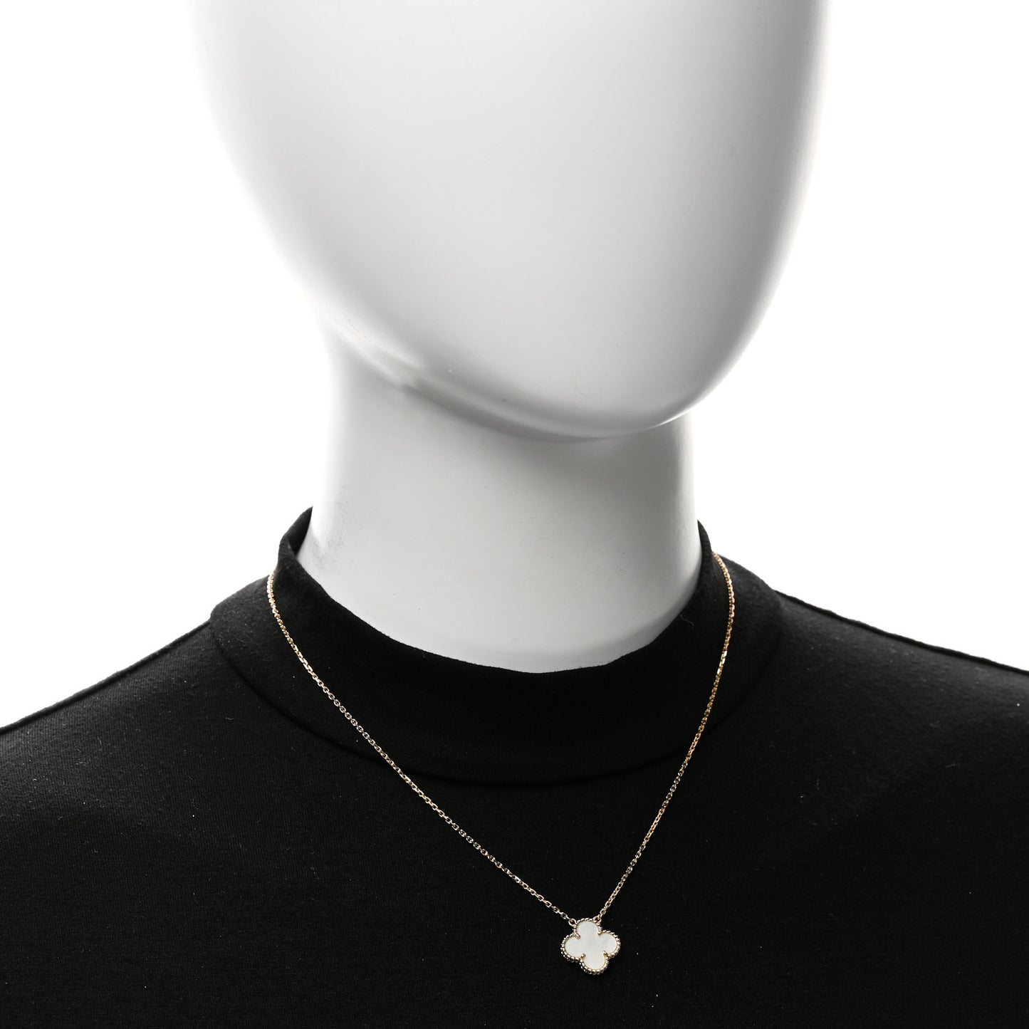 18K Yellow Gold Mother of Pearl Vintage Alhambra Pendant Necklace