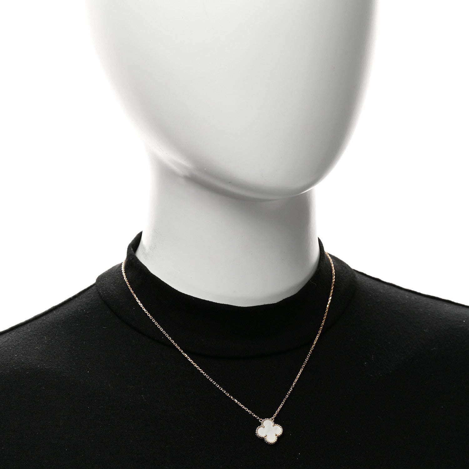 Van Cleef & Arpels 18K Yellow Gold Mother of Pearl Vintage Alhambra Pendant Necklace 2 of 5