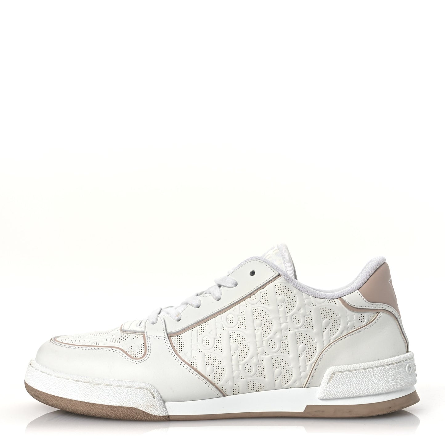 Calfskin Oblique Laser Perforated Dior One Low Sneakers 39 White Nude