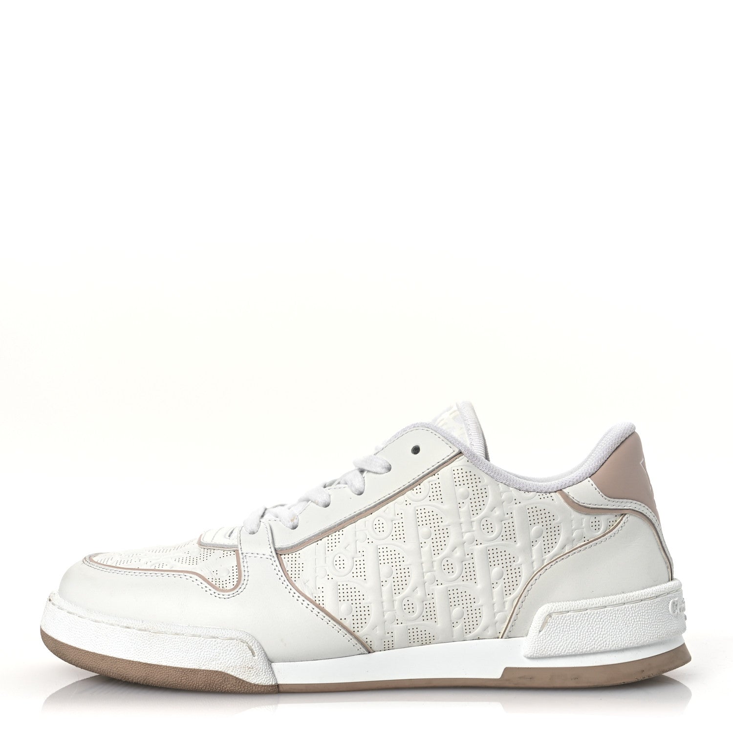 Christian Dior Calfskin Oblique Laser Perforated Dior One Low Sneakers 39 White Nude 1 of 14