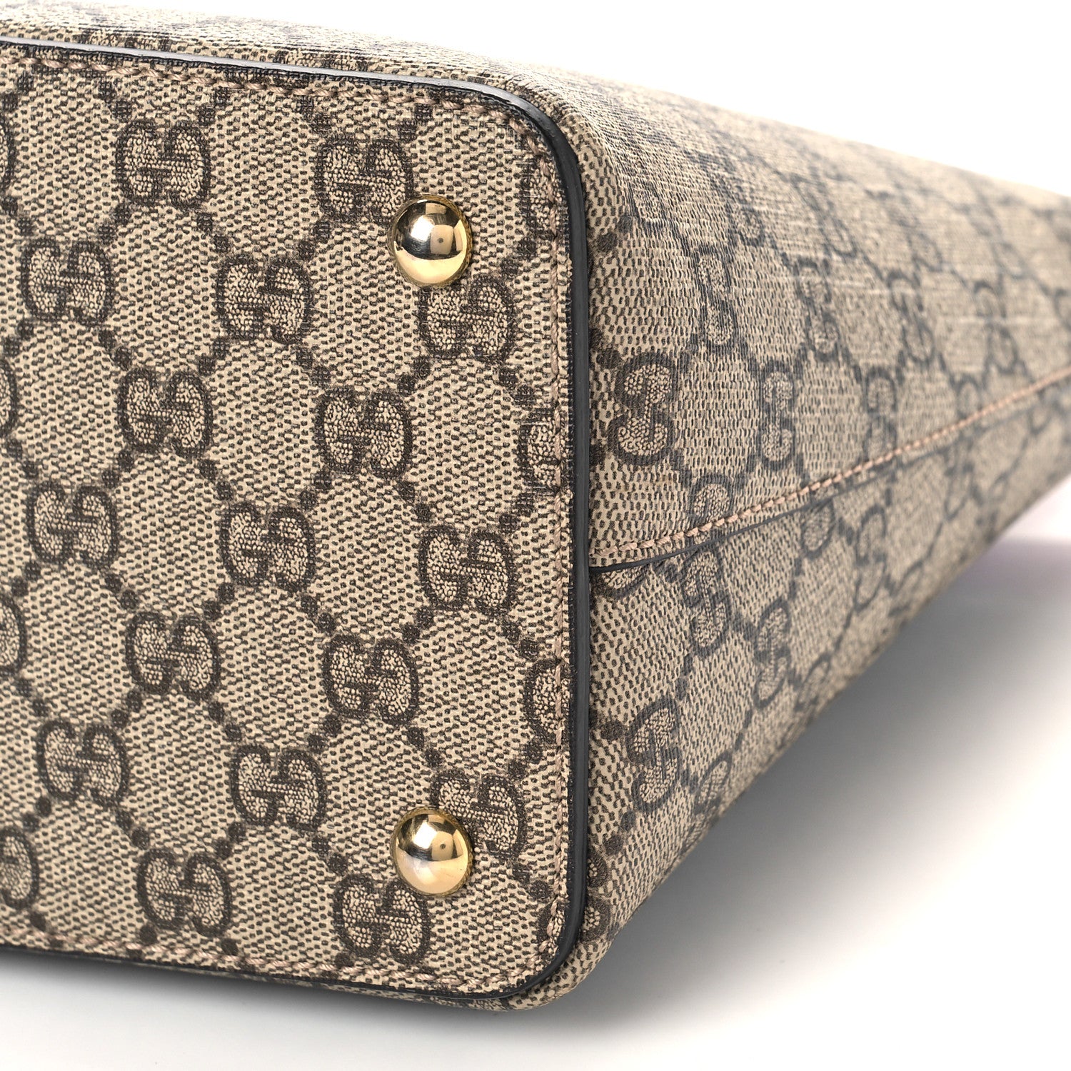 Gucci GG Supreme Monogram Moon Calfskin Small Zip Top Tote Beige Ebony Hibiscus Red New Rosette 9 of 9