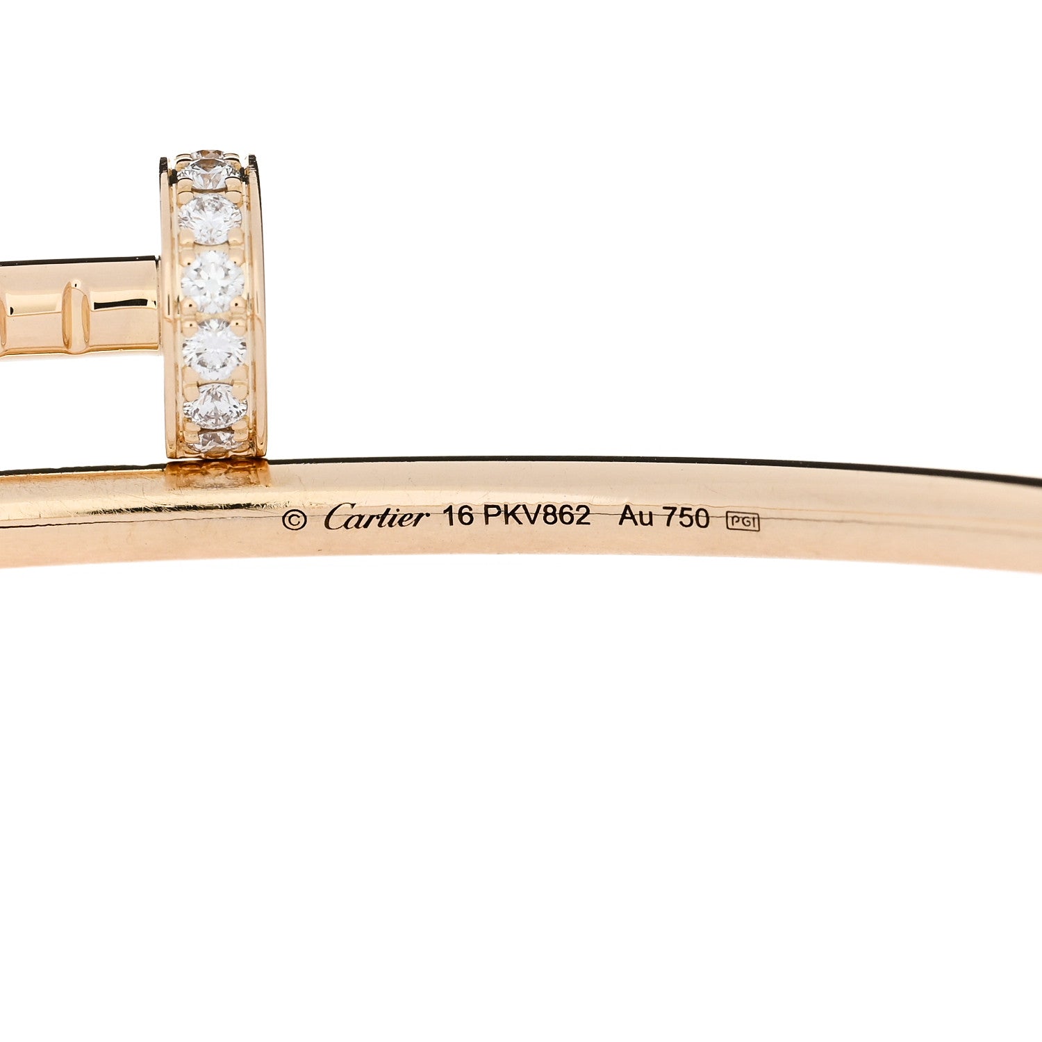 Cartier 18K Yellow Gold Diamond Small Juste Un Clou Bracelet 16 3 of 4